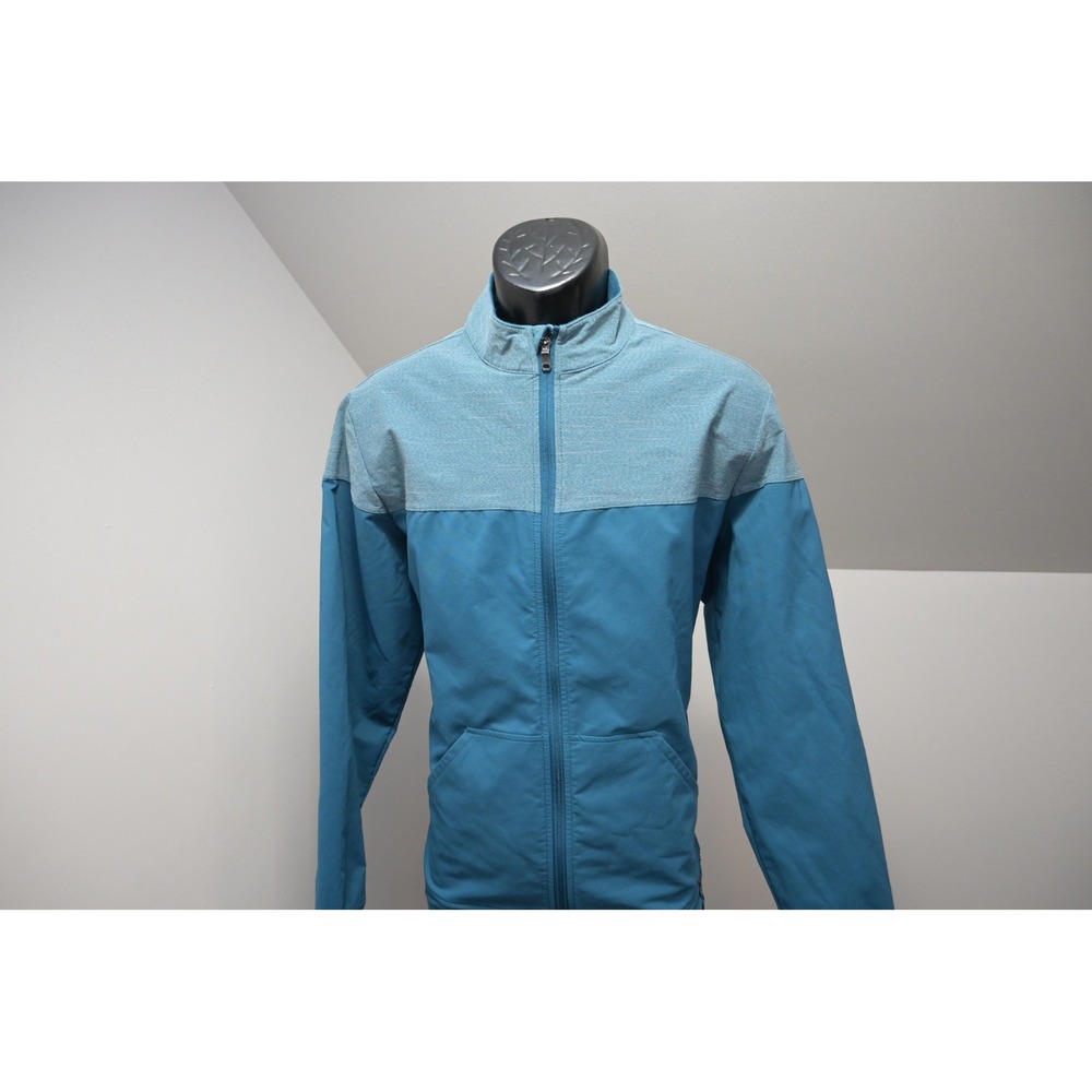 Adidas Golf Jacket Mens Medium Blue Full Zip Mock Neck Performance Excellent